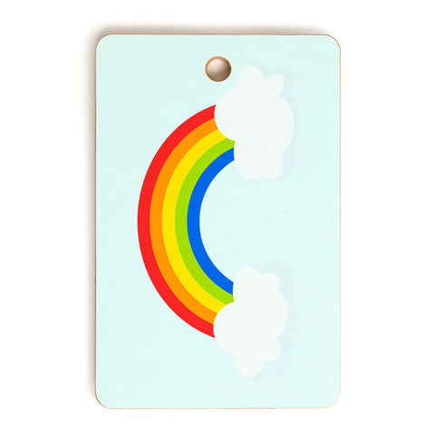 Avenie Bright Rainbow With Clouds Cutting Board Rectangle