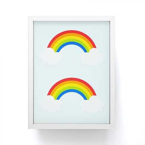 Avenie Bright Rainbow With Clouds Framed Mini Art Print