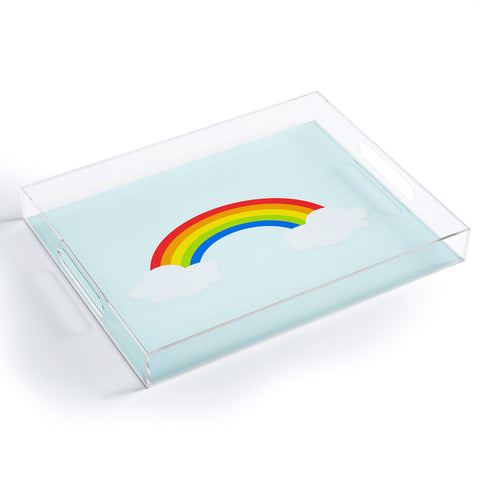 Avenie Bright Rainbow With Clouds Acrylic Tray