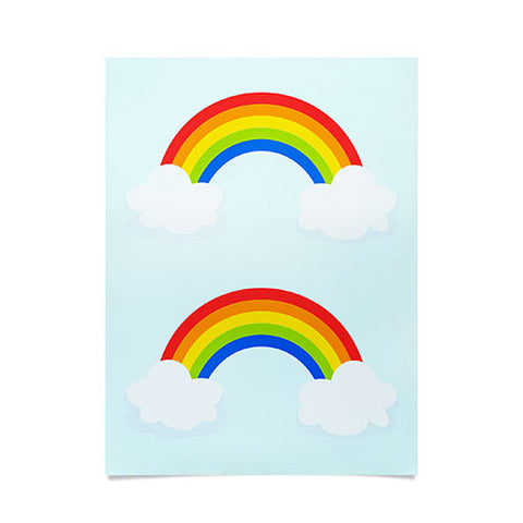Avenie Bright Rainbow With Clouds Poster