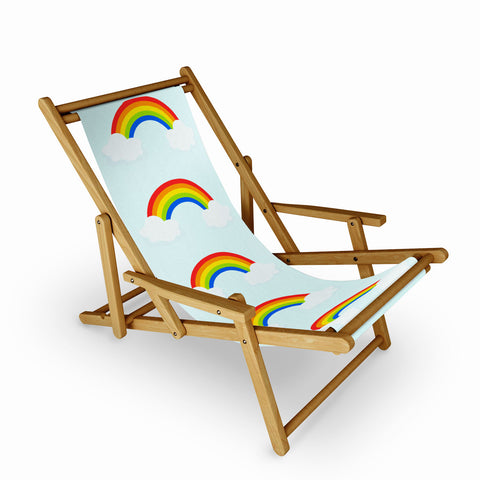 Avenie Bright Rainbow With Clouds Sling Chair