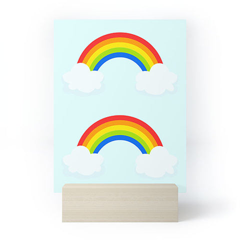 Avenie Bright Rainbow With Clouds Mini Art Print