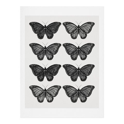 Avenie Butterfly Collection Black Art Print