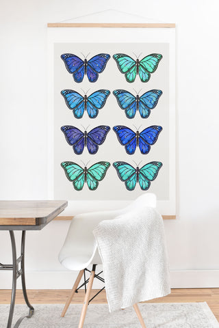 Avenie Butterfly Collection Blue Art Print And Hanger