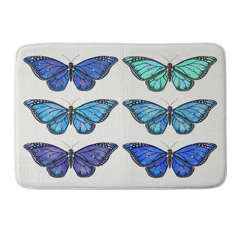 Avenie Butterfly Collection Blue Memory Foam Bath Mat