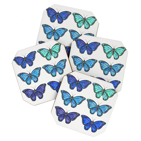 Avenie Butterfly Collection Blue Coaster Set