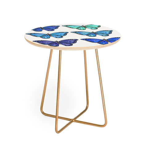 Avenie Butterfly Collection Blue Round Side Table