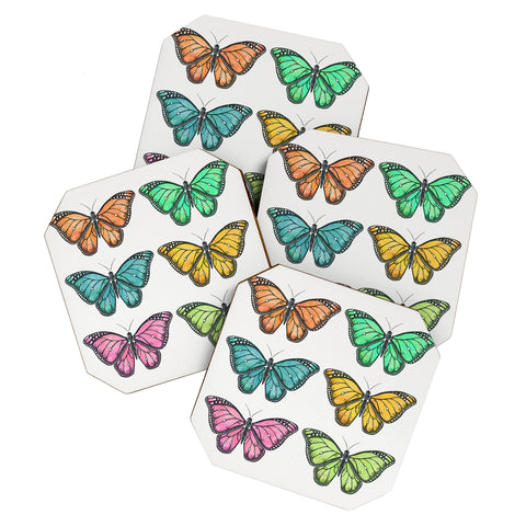 Avenie Butterfly Collection Colorful Coaster Set