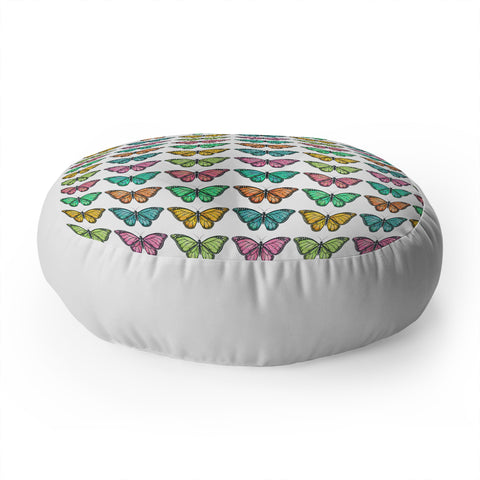 Avenie Butterfly Collection Colorful Floor Pillow Round