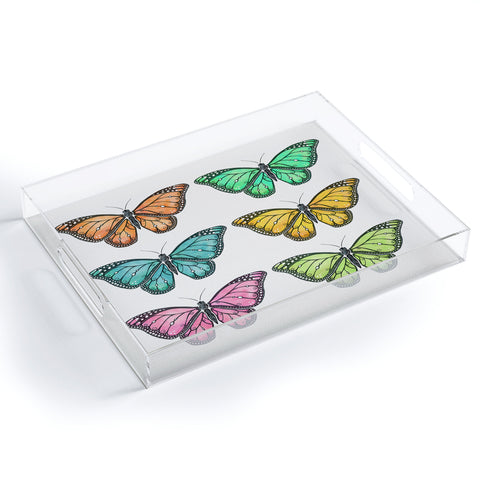 Avenie Butterfly Collection Colorful Acrylic Tray