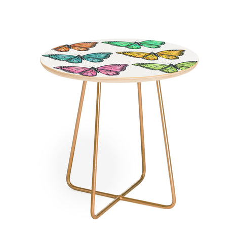 Avenie Butterfly Collection Colorful Round Side Table