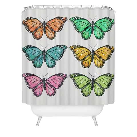 Avenie Butterfly Collection Colorful Shower Curtain