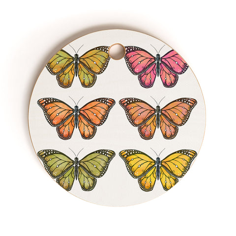 Avenie Butterfly Collection Fall Hues Cutting Board Round