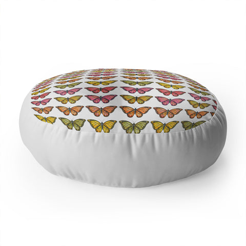 Avenie Butterfly Collection Fall Hues Floor Pillow Round