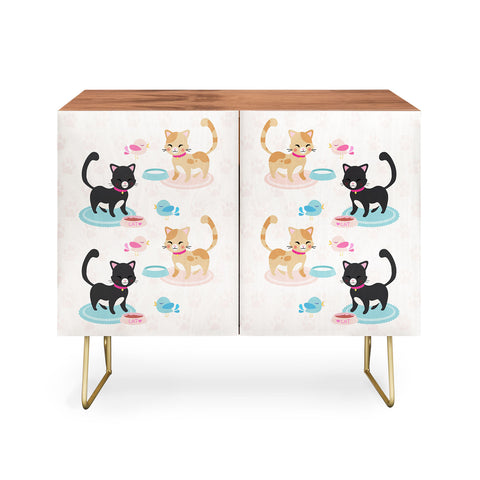 Avenie Cat Pattern With Food Bowl Credenza