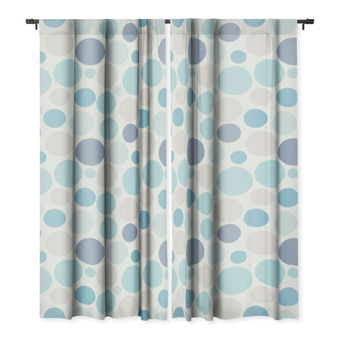 Avenie Circle Pattern Blue and Grey Blackout Non Repeat
