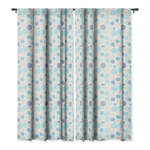 Avenie Circle Pattern Blue and Grey Blackout Window Curtain