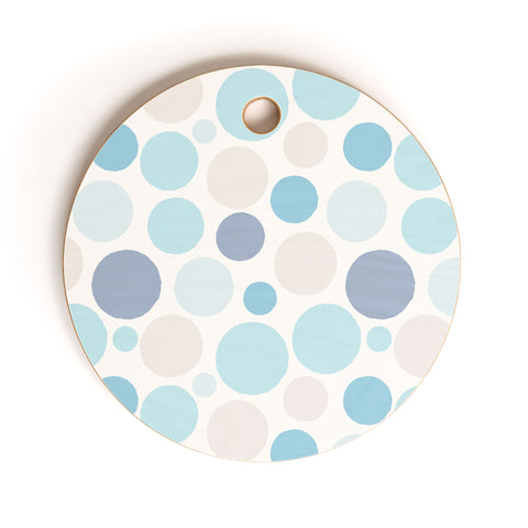Avenie Circle Pattern Blue and Grey Cutting Board Round