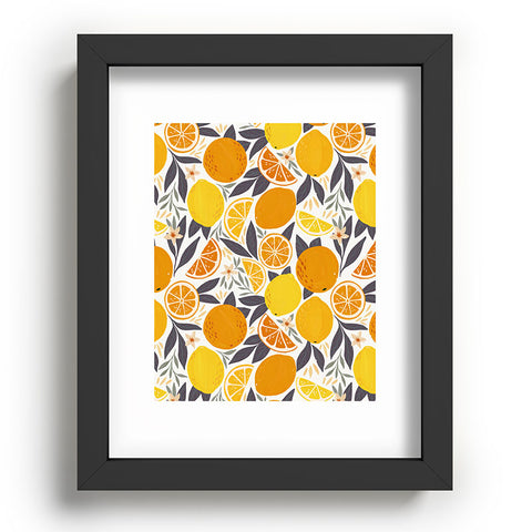 Avenie Citrus Fruits Yellow and Grey Recessed Framing Rectangle