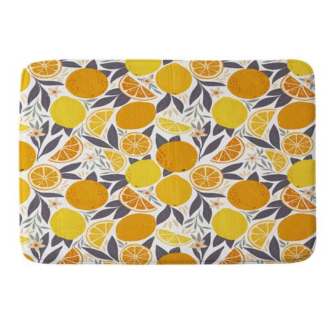 Avenie Citrus Fruits Yellow and Grey Memory Foam Bath Mat