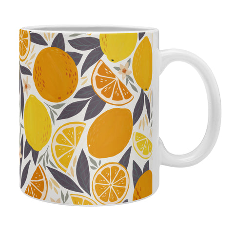 Avenie Citrus Fruits Yellow and Grey Coffee Mug