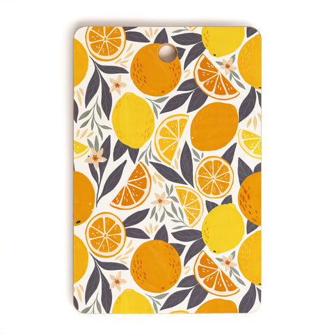 Avenie Citrus Fruits Yellow and Grey Cutting Board Rectangle