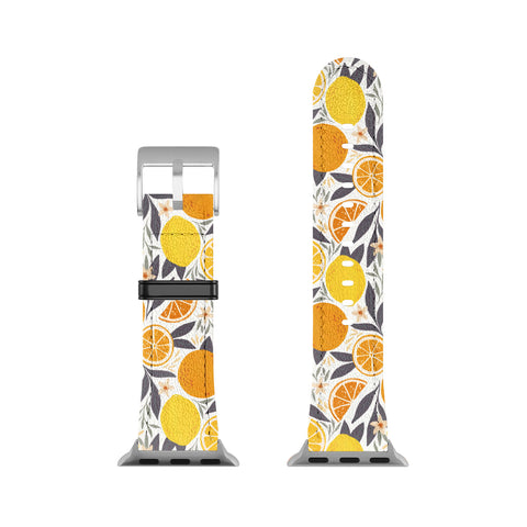 Avenie Citrus Fruits Yellow and Grey Apple Watch Band