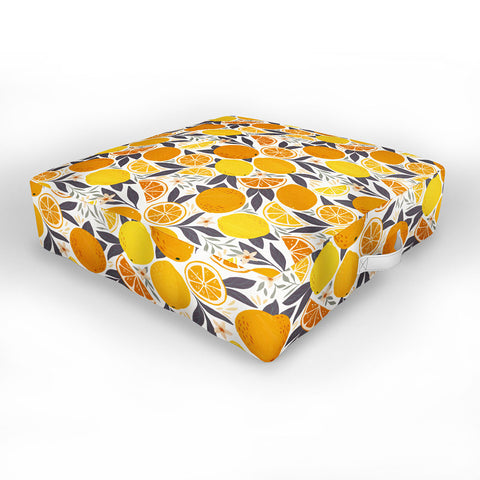 Avenie Citrus Fruits Yellow and Grey Outdoor Floor Cushion