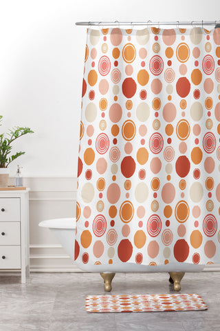 Avenie Concentric Circle Pattern Shower Curtain And Mat