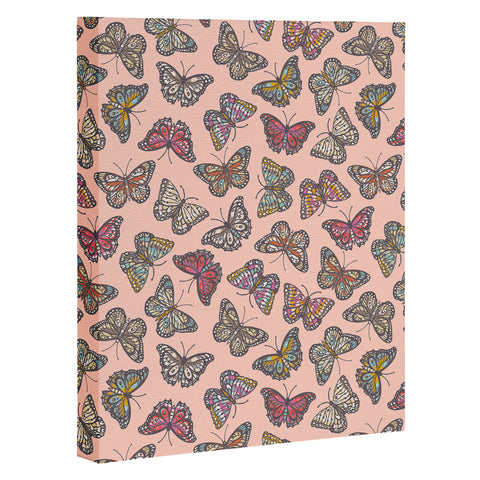 Avenie Countryside Butterflies Pink Art Canvas