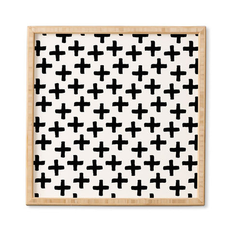 Avenie Cross Pattern Black and White Framed Wall Art