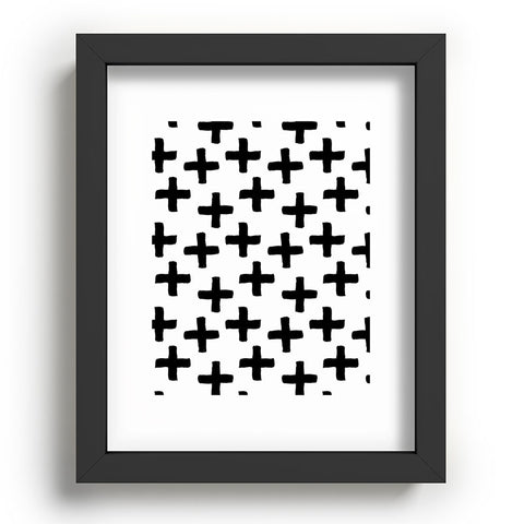 Avenie Cross Pattern Black and White Recessed Framing Rectangle