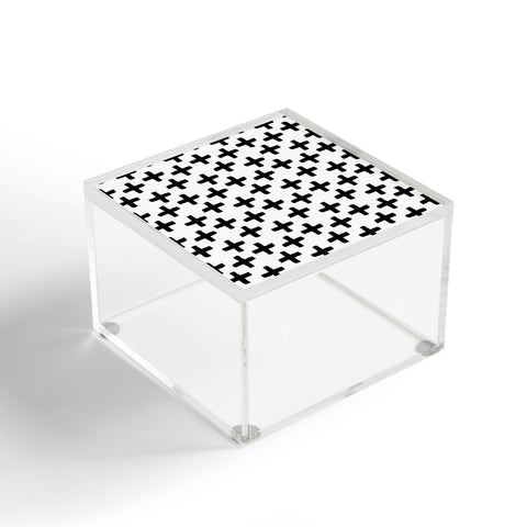 Avenie Cross Pattern Black and White Acrylic Box