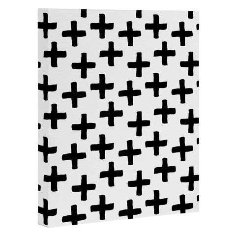 Avenie Cross Pattern Black and White Art Canvas