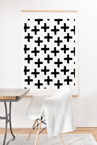 Avenie Cross Pattern Black and White Art Print And Hanger