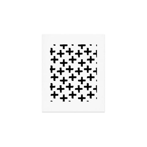 Avenie Cross Pattern Black and White Art Print