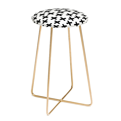 Avenie Cross Pattern Black and White Counter Stool