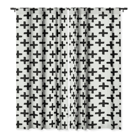 Avenie Cross Pattern Black and White Blackout Non Repeat