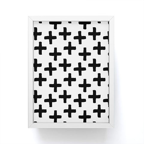 Avenie Cross Pattern Black and White Framed Mini Art Print