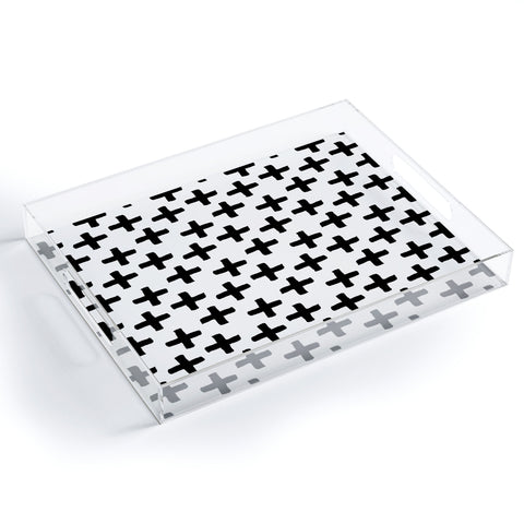 Avenie Cross Pattern Black and White Acrylic Tray