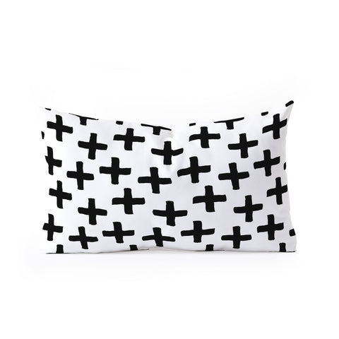 Avenie Cross Pattern Black and White Oblong Throw Pillow
