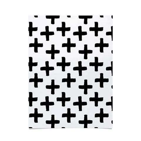 Avenie Cross Pattern Black and White Poster