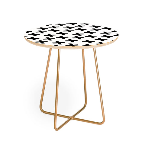 Avenie Cross Pattern Black and White Round Side Table