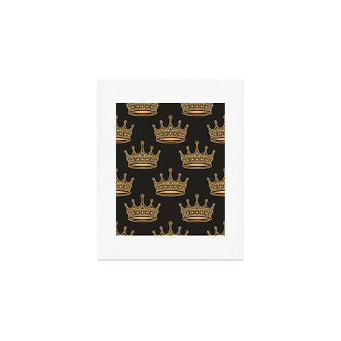 Avenie Crown Pattern Black Art Print