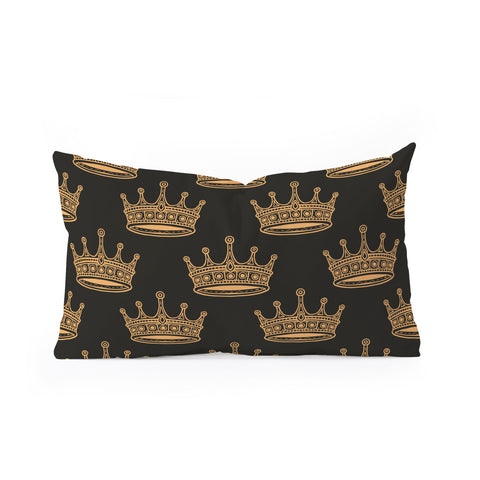 Avenie Crown Pattern Black Oblong Throw Pillow