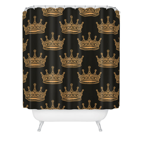 Avenie Crown Pattern Black Shower Curtain