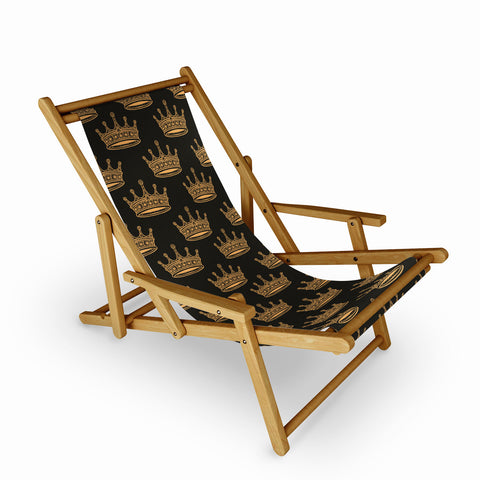 Avenie Crown Pattern Black Sling Chair