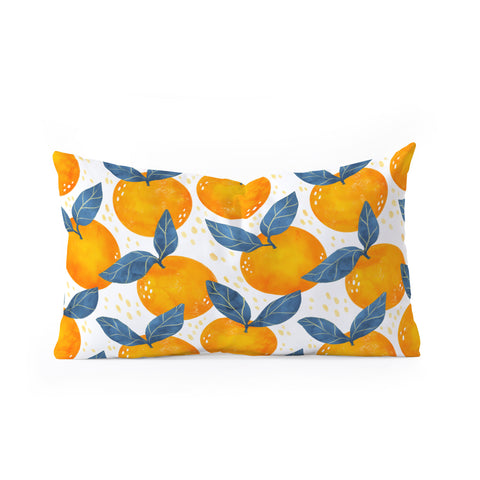 Avenie Cyprus Oranges Blue and Orange Oblong Throw Pillow