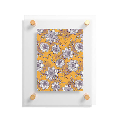 Avenie Dahlia Lineart Orange Floating Acrylic Print
