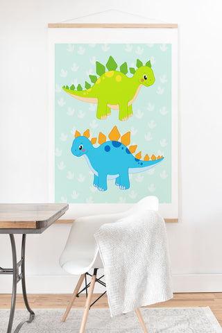 Avenie Dinosaur Pattern Stegosaurus Art Print And Hanger